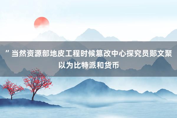 ”当然资源部地皮工程时候篡改中心探究员郧文聚以为比特派和货币