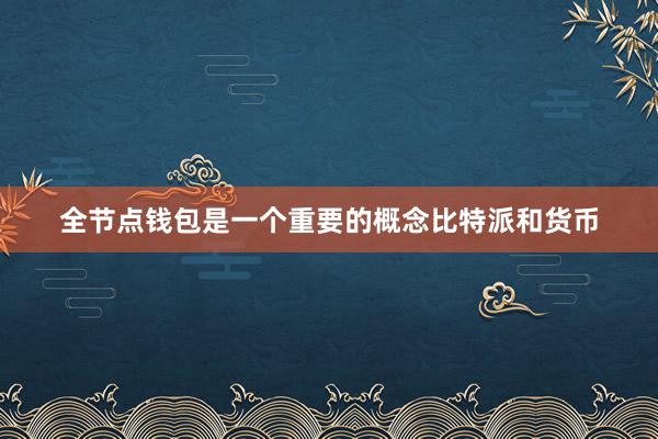 全节点钱包是一个重要的概念比特派和货币