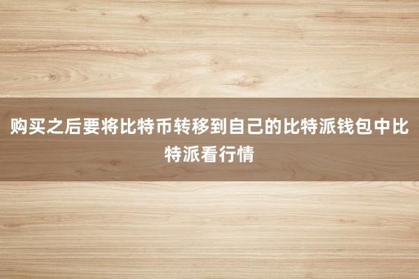 购买之后要将比特币转移到自己的比特派钱包中比特派看行情