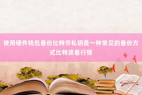 使用硬件钱包备份比特币私钥是一种常见的备份方式比特派看行情